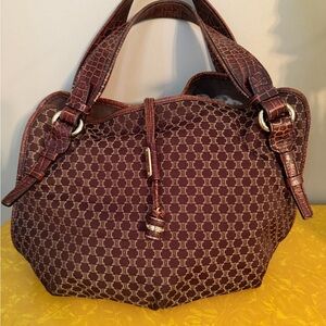 Celine Croc Embossed Bittersweet Hobo Bag